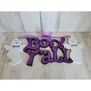 Glitter ghost boo y'all hanging sign Halloween home decor